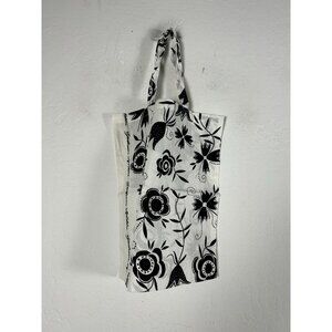 Gudrun Sjoden White Black Floral Print Tote Shopping Bag Casual